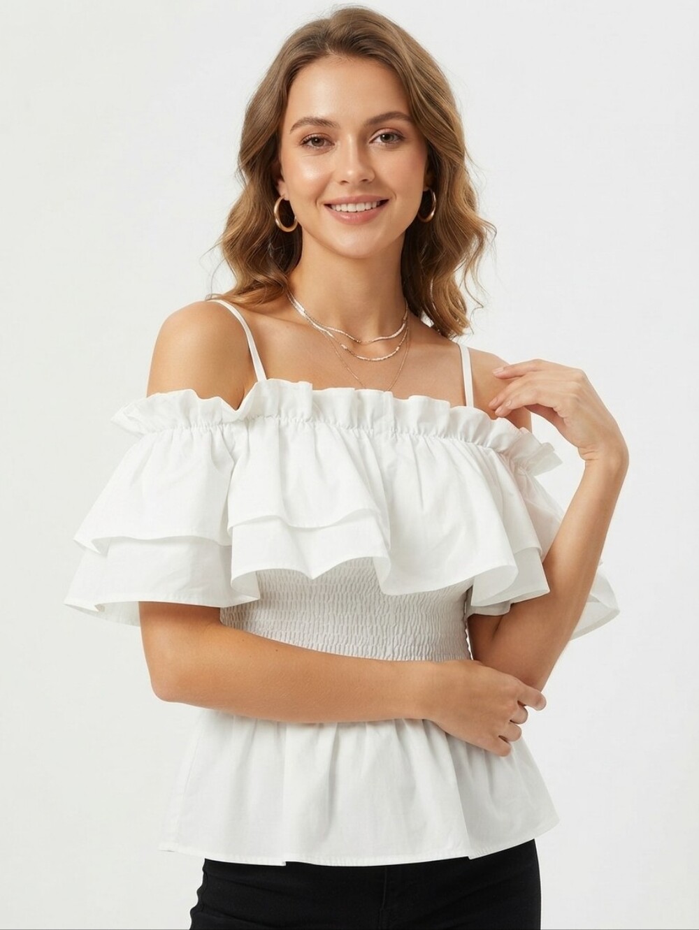 NEW White Ruffle Off-Shoulder Top Size M